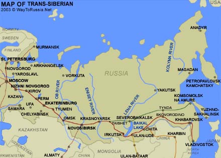 map of trans-siberian railway